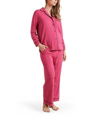 Nom Maternity Heart On My Sleeve Pajama Set - Red