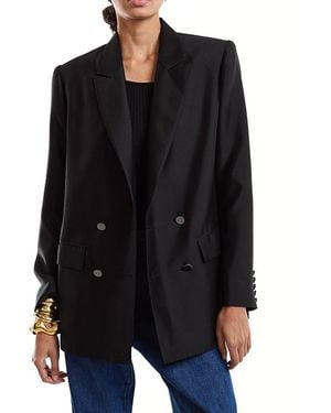 Cynthia Rowley Silk Wool Double Breasted Blazer - Black