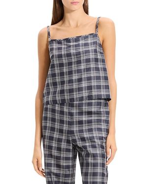 Theory Plaid Silk Camisole - Blue