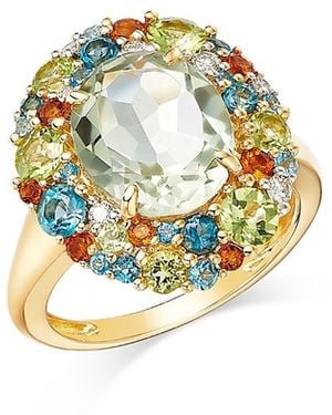 Bloomingdale's Fine Collection Prasiolite, Multi Gemstone & Diamond Halo Ring - Metallic