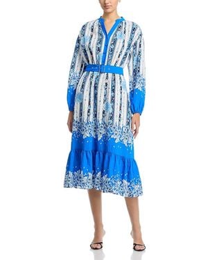 Tahari Belted Long Sleeve Dress - Blue