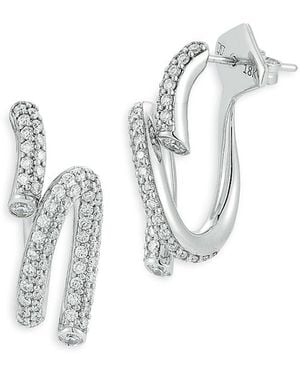 WALTERS FAITH 18K Diamond Duet Thoby Spiral Earrings - White