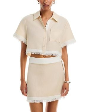 Jonathan Simkhai Topanga Linen Blend Cropped Button Up Shirt - Natural