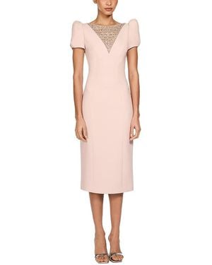 Jenny Packham Vienna Embellished Puff-Sleeve Midi Dress - Pink