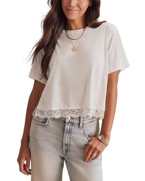 Splendid Lainey Lace Trim Short Sleeve Tee - Brown