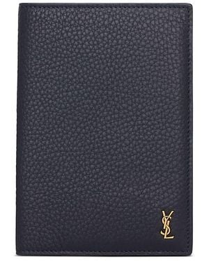 Saint Laurent Tiny Cassandre Passport Case - Blue