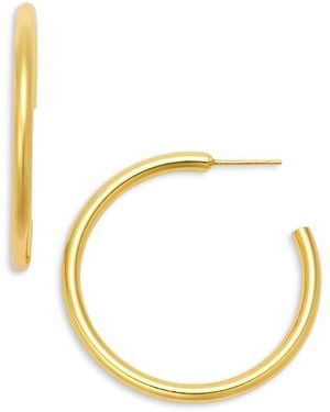Aqua Large Tubular C Hoop Earrings - Metallic