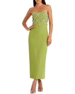 Mac Duggal Strapless Crepe Ankle Dress With Beaded Details - Green