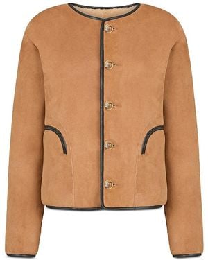 Blazé Milano Tatoosh Gliss Button Up Leather Bolero Jacket - Brown