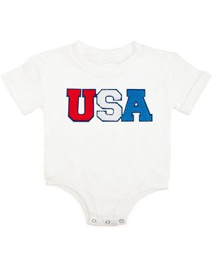 Sweet Wink Usa Patch Short Sleeve Romper - White
