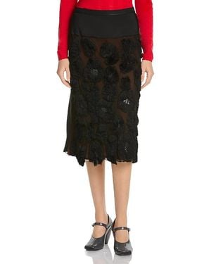 Marni Floral Pattern Midi Skirt - Black