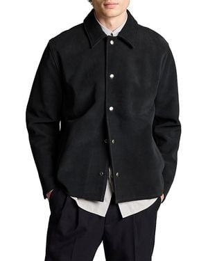 Vince Split Suede Leather Coaches Jacket - Black
