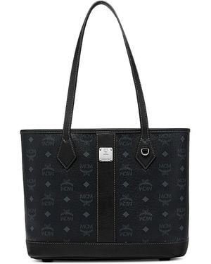 MCM Liz Small Visetos Leather Tote - Black