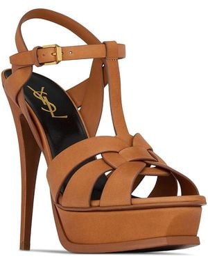 Saint Laurent Tribute Platform Sandals - Brown