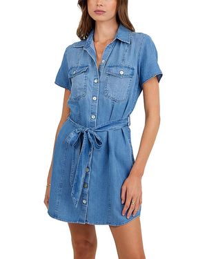 Bella Dahl Short Sleeve Belted Dress - Blue