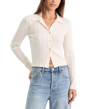 GOOD AMERICAN The Ladder Rib Cardigan Sweater - White