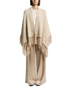 Peserico Alpaca Blend Sequin Knit Cape Sweater - Natural