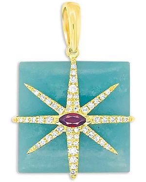 Meira T 14K Amazonite, Garnet, & Diamond Star Square Pendant - Blue