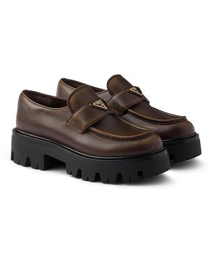 Prada Leather Loafers - Brown