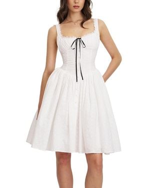 Miss Circle Madison Cotton Eyelet Square Neck Midi Dress - White
