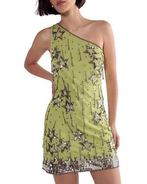 Nasty Gal Tassel One Shoulder Sequin Mini Dress - Green