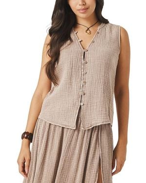 Splendid Ava Gauze Button Front Tank - Brown