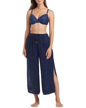 Bleu Rod Beattie Sequin Side Slit Cover Up Pants - Blue