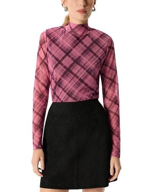 Whistles Printed Mesh Top - Red