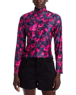 AREA STARS Lee Mock Neck Jersey Top - Purple