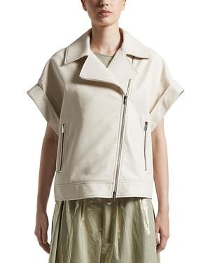 Peserico Leather Short Sleeve Biker Jacket - Multicolor