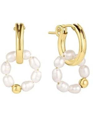 SET & STONES Pearl Halo Hoops - White