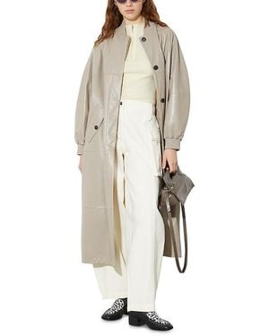MAX&Co. Mac & Co. Glossy Leather Duster Coat - White