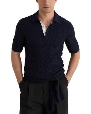 Reiss Era Short Sleeve Textured Sweater Polo - Black