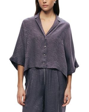 Nocturne Relaxed Short-Sleeve Textured Shirt - Blue