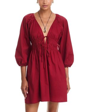 Wayf Leighton Poplin Mini Dress - Red