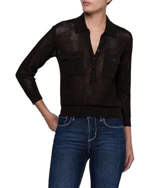 L'Agence Carine Pointelle Collared Sweater - Black