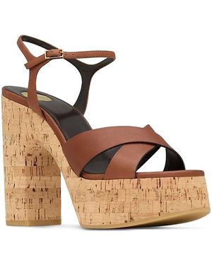 Saint Laurent Bianca Platform Sandals - Brown