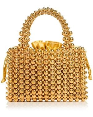 Aqua Beaded Top Handle Bag - Metallic
