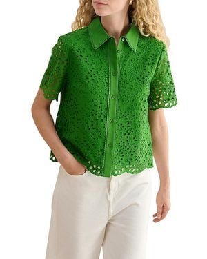 Hobbs Caroline Eyelet Embroidered Blouse - Green