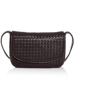 Bottega Veneta Fluffy Intrecciato Leather Crossbody Bag - Gray