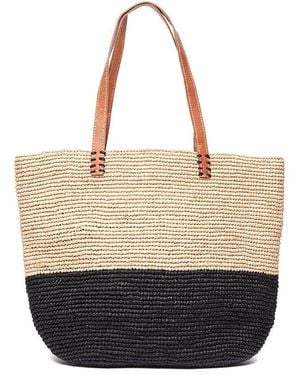 Mar Y Sol Montauk Colour Block Raffia Tote - Natural