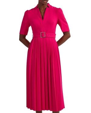 Karen Millen Structured Crepe Belted Midi Dress - Pink