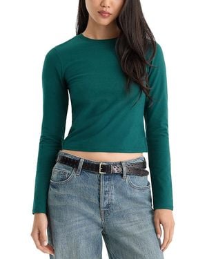 GOOD AMERICAN Cotton Stretch Long Sleeve Baby Tee - Green