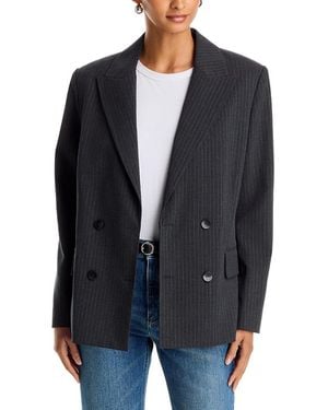 Aqua Pinstriped Scarf Blazer - Black