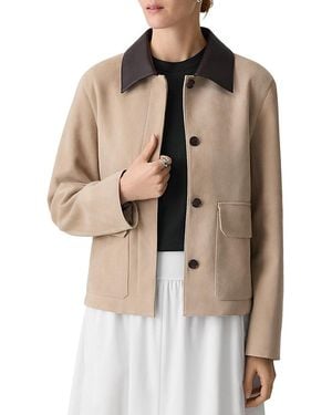 Theory Boxy Suede Jacket - Brown