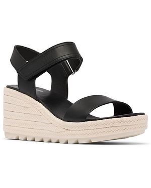 Sorel Cameron Ankle Strap Espadrille Wedge Sandals - Black