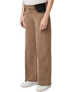 PAIGE Anessa High Rise Wide Leg Maternity Jeans - Brown