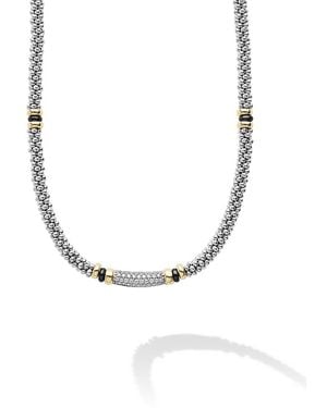 Lagos 18K & Sterling Caviar Diamond & Ceramic Collar Necklace - Metallic