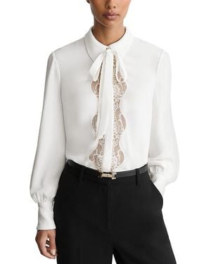 Reiss Estelle Lace Trim Crepe Shirt - White