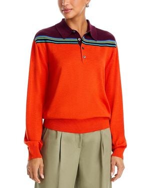 Christopher John Rogers Merino Wool & Silk Polo Sweater - Red